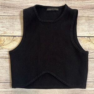 Brooklyn Karma Reverse Scoop Cutout Cashmere Blend Crop Top Tank Top